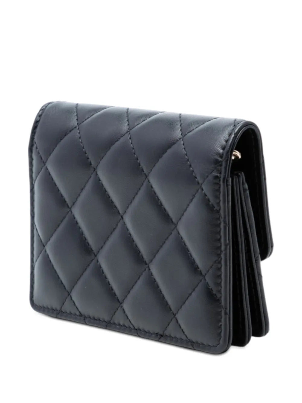 Channel Quilted Lambskin Camellia Bow Card Holder On Chain crossbody bag
