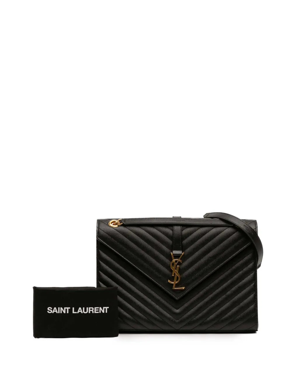 Saint Laurent Chevron Grain de Poudre Monogram Envelope