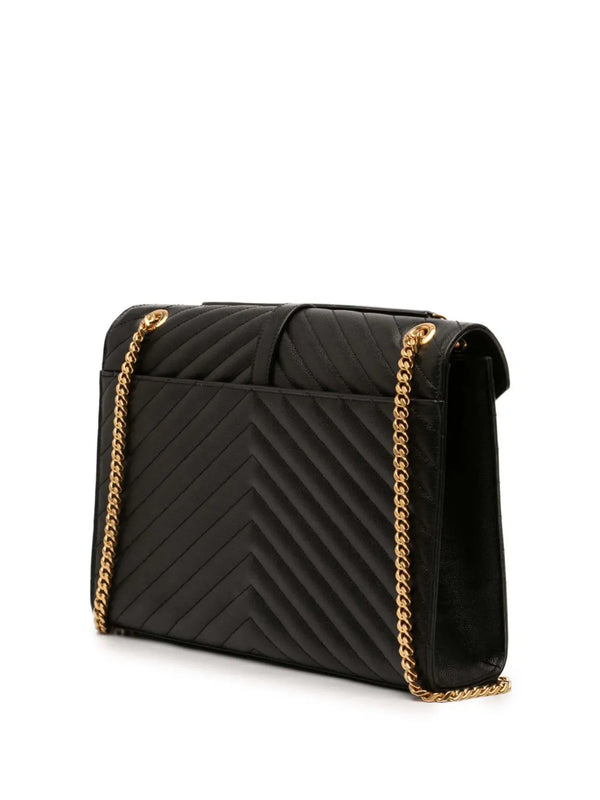 Saint Laurent Chevron Grain de Poudre Monogram Envelope