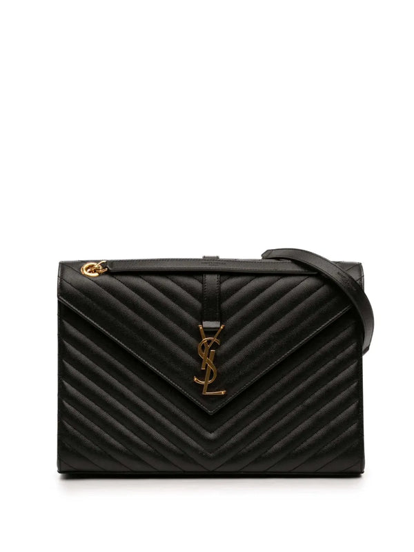 Saint Laurent Chevron Grain de Poudre Monogram Envelope