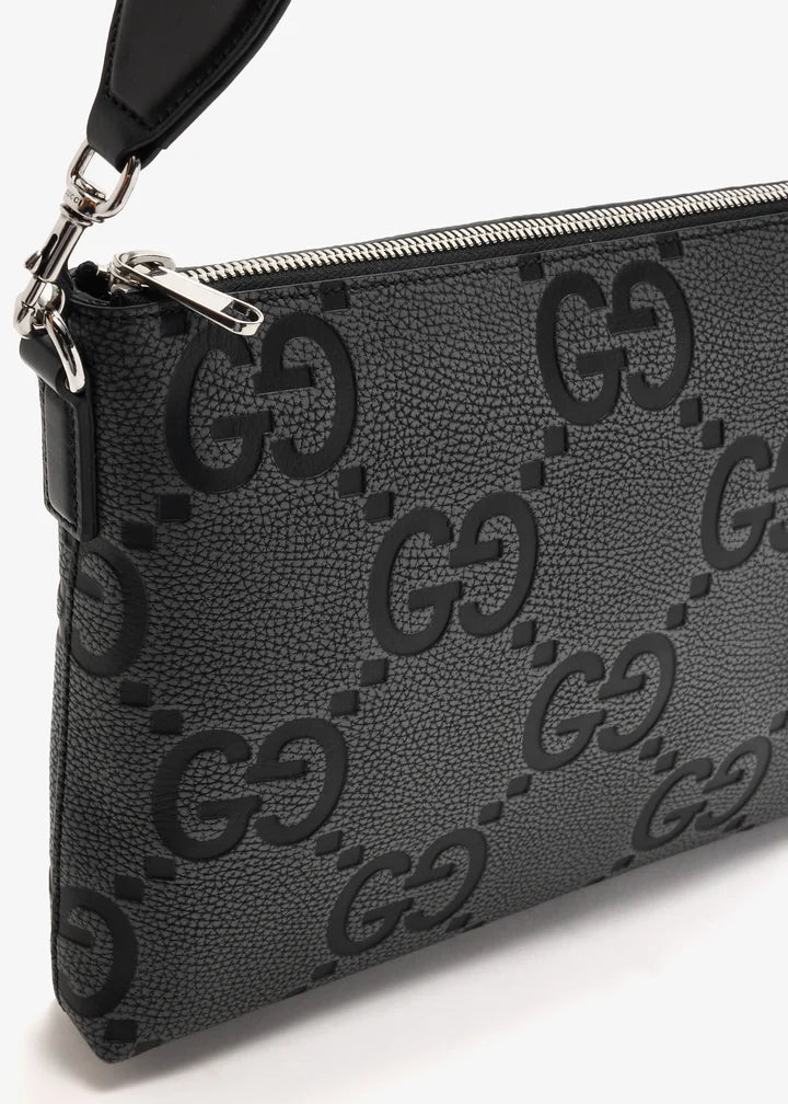 Gucci Black Medium GG Embossed Messenger Bag