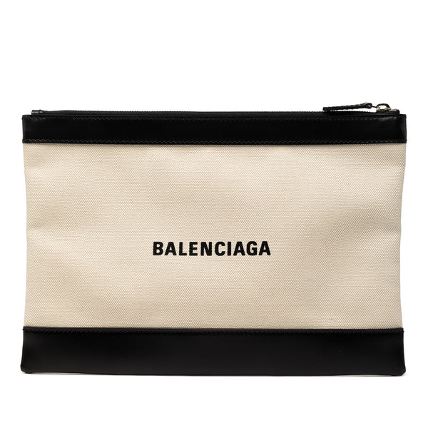 Balenciaga Canvas Navy Clip Clutch M