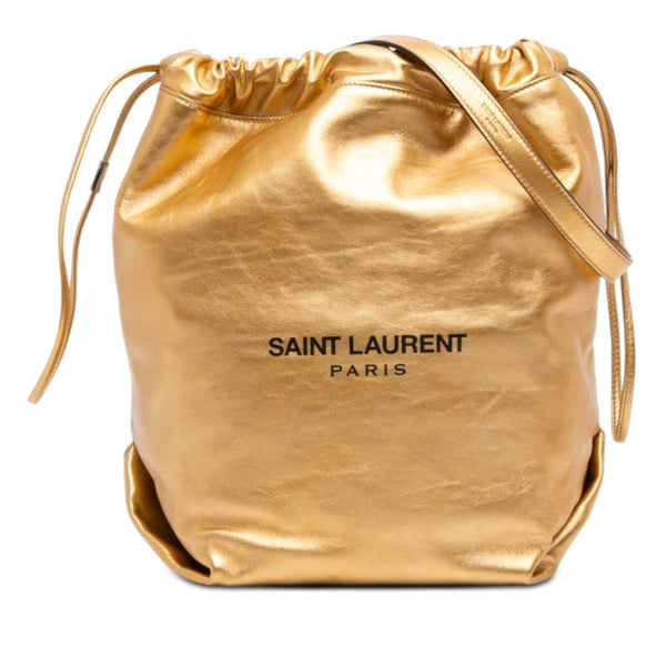 Saint Laurent Small Metallic Lambskin Teddy Bucket Bag