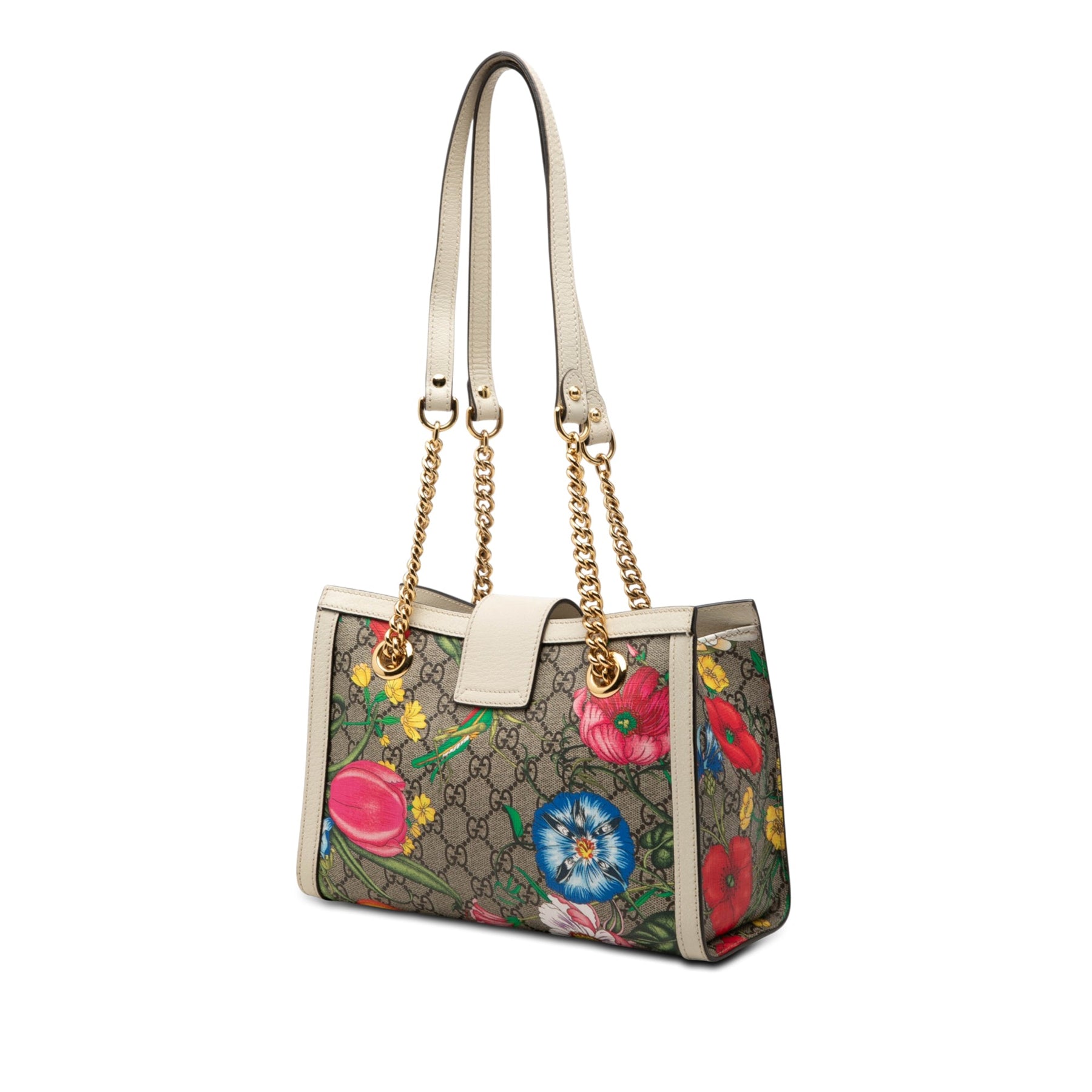 Gucci Small GG Supreme Flora Padlock Tote
