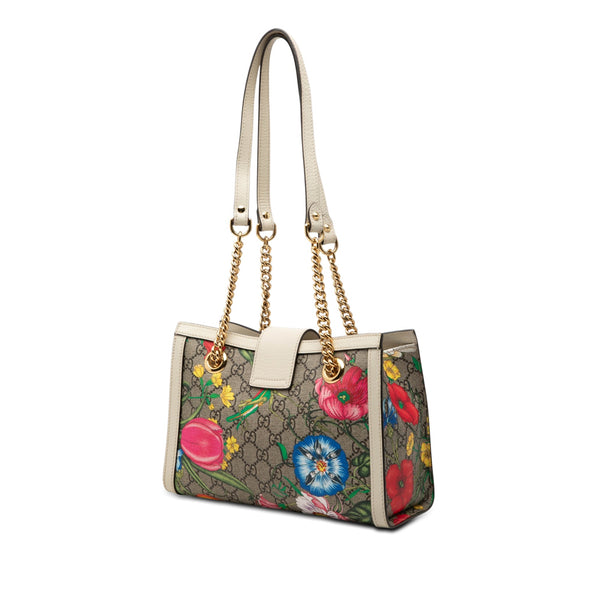 Gucci Small GG Supreme Flora Padlock Tote