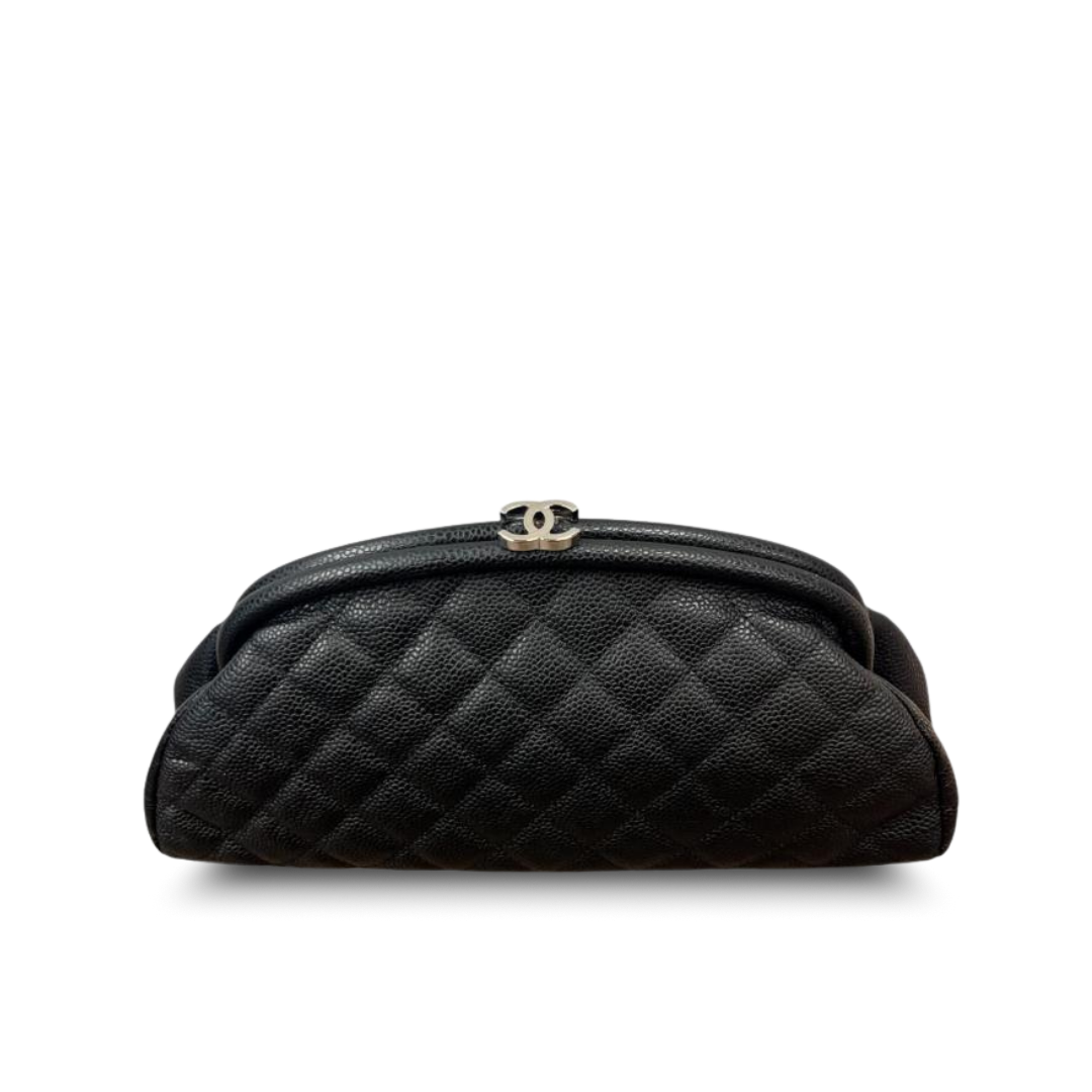Chanel Crescent Moon Clutch Black Caviar SHW