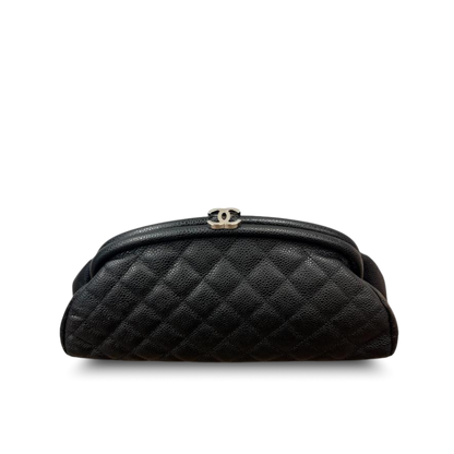 Chanel Crescent Moon Clutch Black Caviar SHW