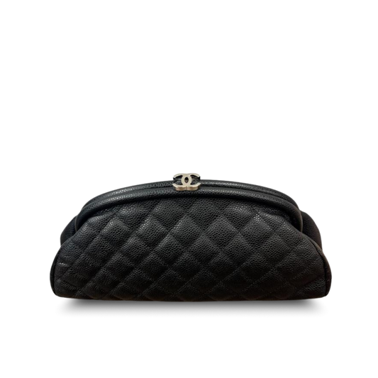 Chanel Crescent Moon Clutch Black Caviar SHW