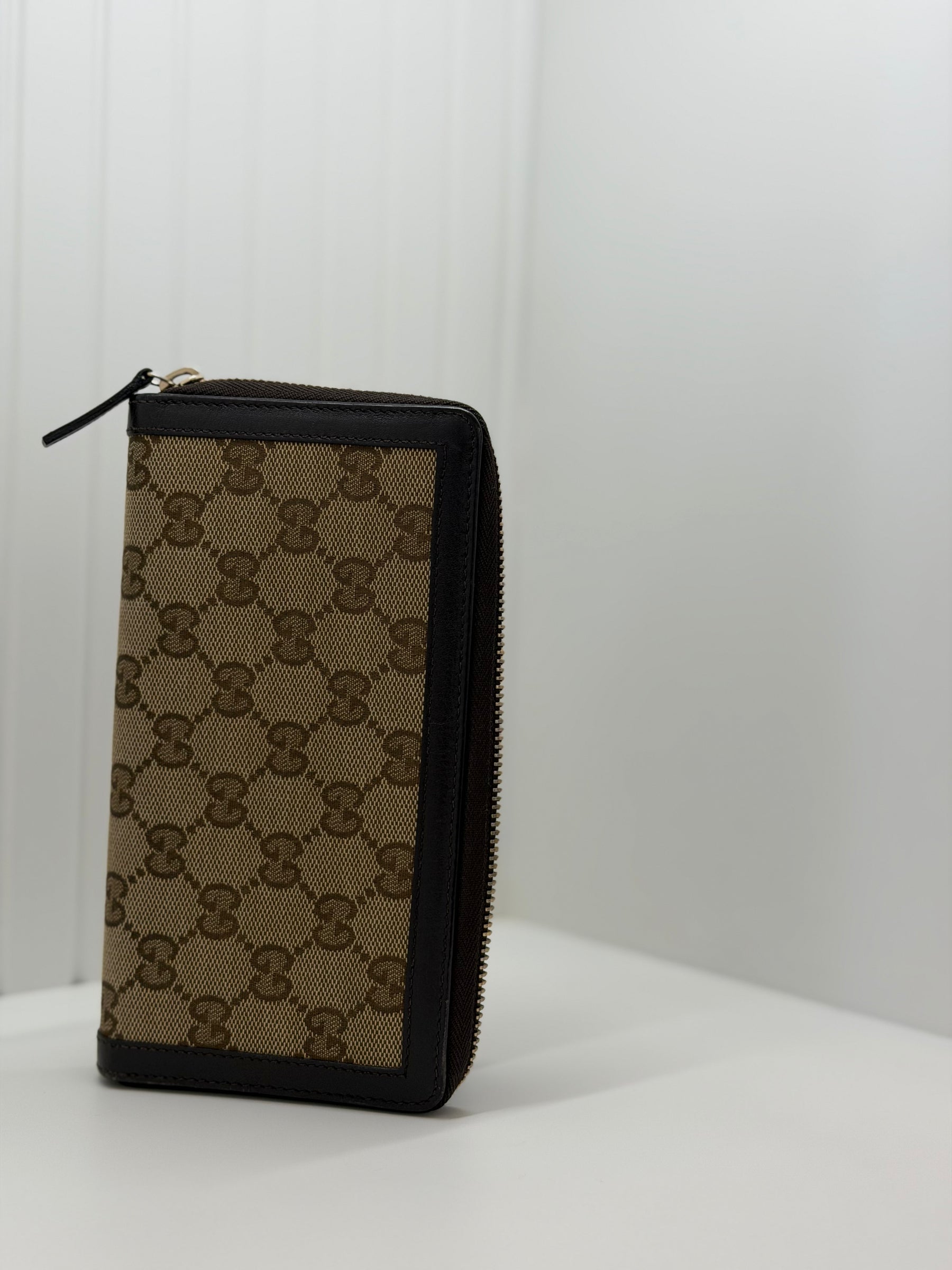 Gucci Beige/Brown GG Canvas and Leather Sukey Zip Around Wallet
