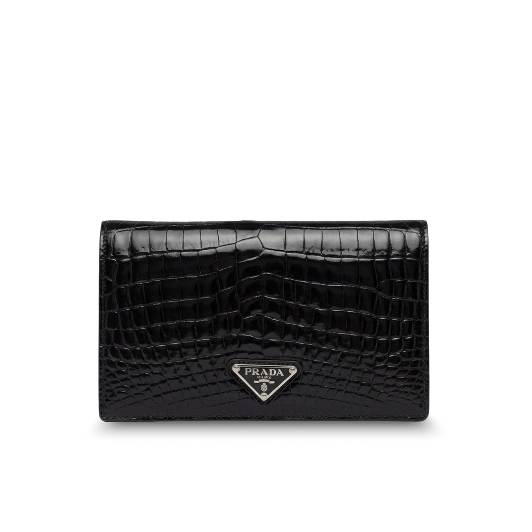 Prada Clutch Bag Black Crocodile Leather