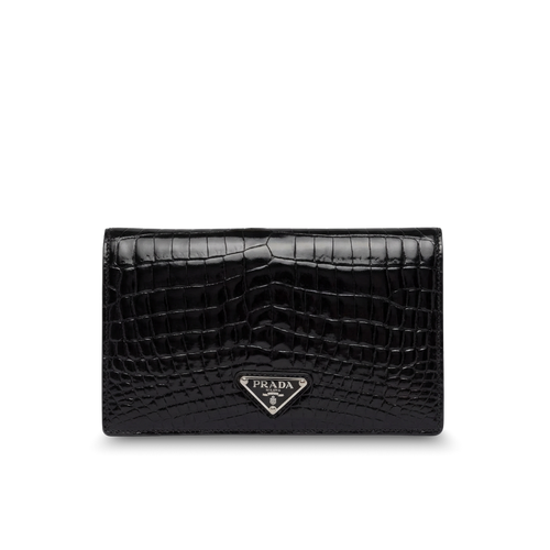 Prada Clutch Bag Black Crocodile Leather