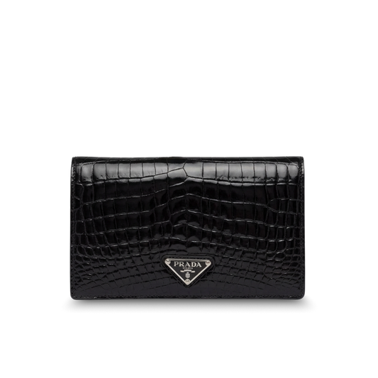 Prada Clutch Bag Black Crocodile Leather