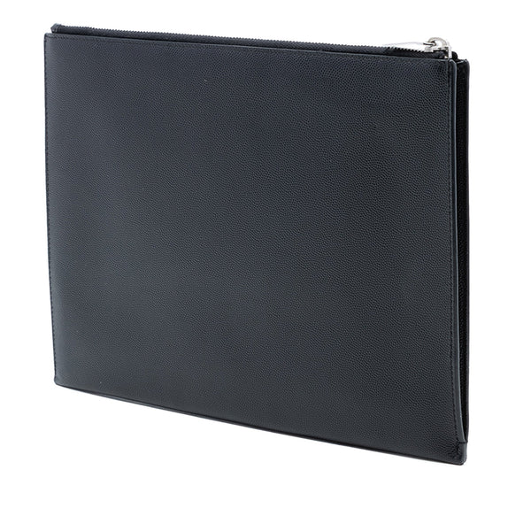 Saint Laurent Grained Leather Zip Clutch