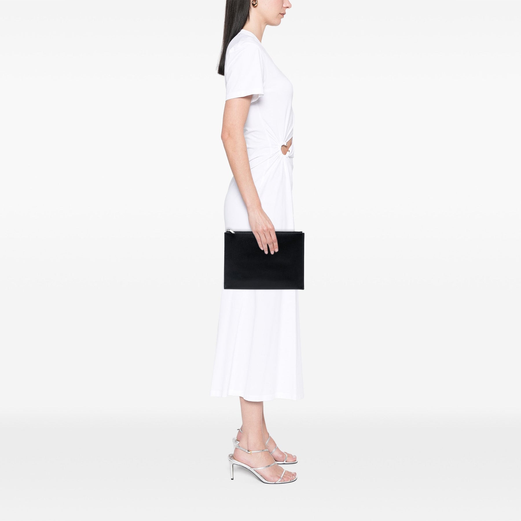 Saint Laurent Grained Leather Zip Clutch