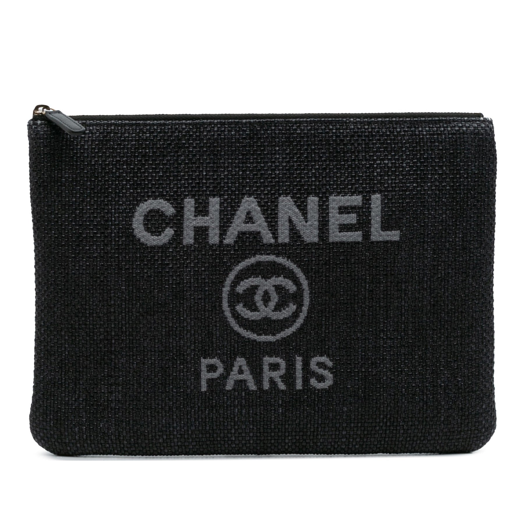 Chanel Medium Straw Deauville O Case Clutch