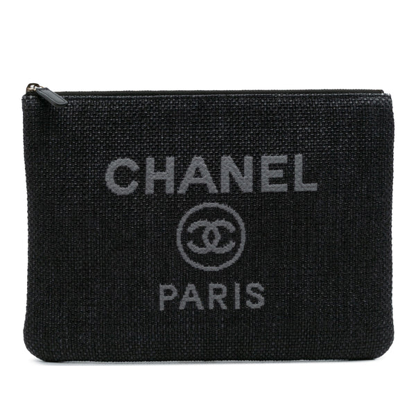 Chanel Medium Straw Deauville O Case Clutch