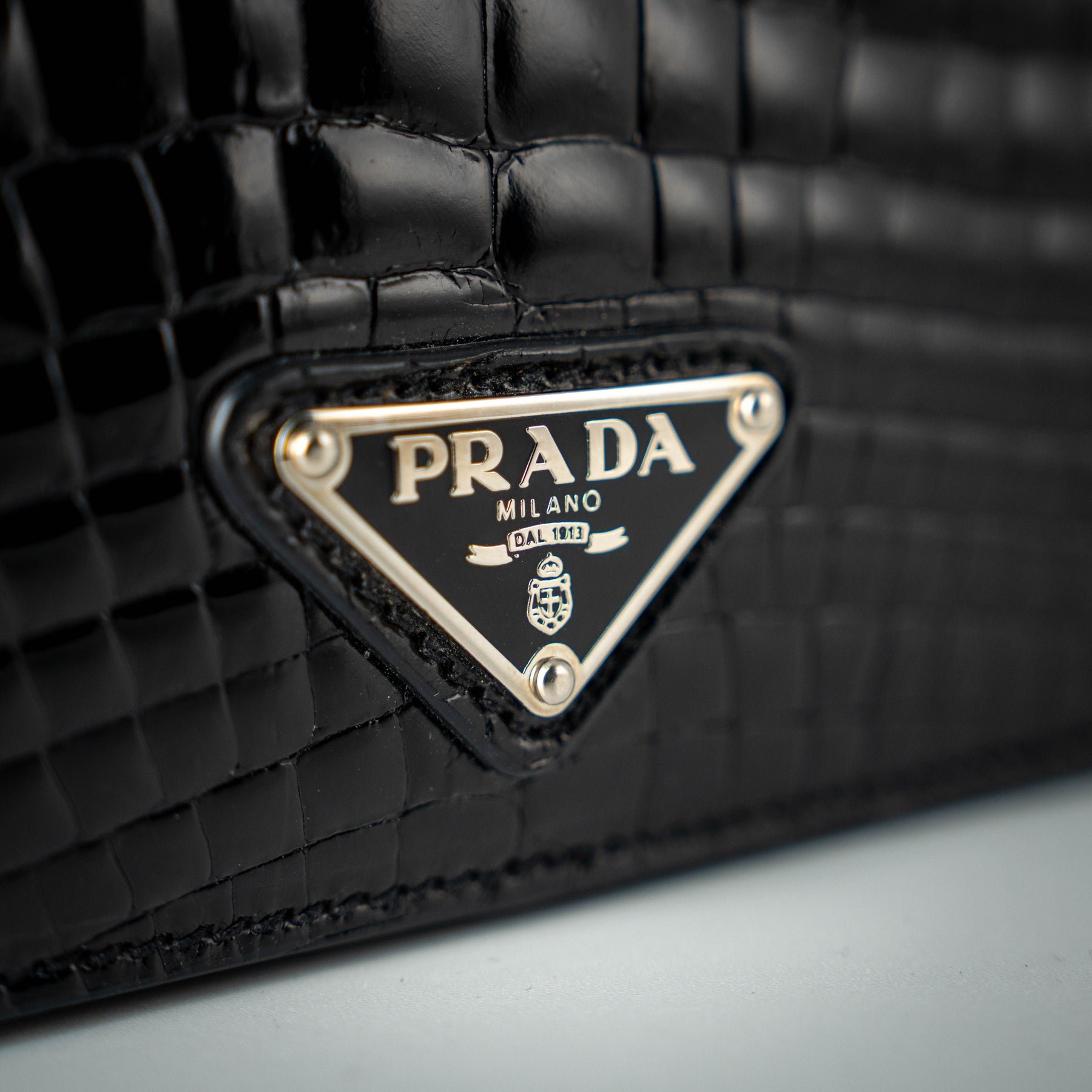Prada Clutch Bag Black Crocodile Leather