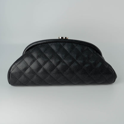 Chanel Crescent Moon Clutch Black Caviar SHW