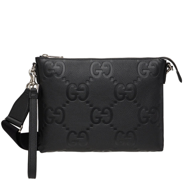 Gucci Black Medium GG Embossed Messenger Bag