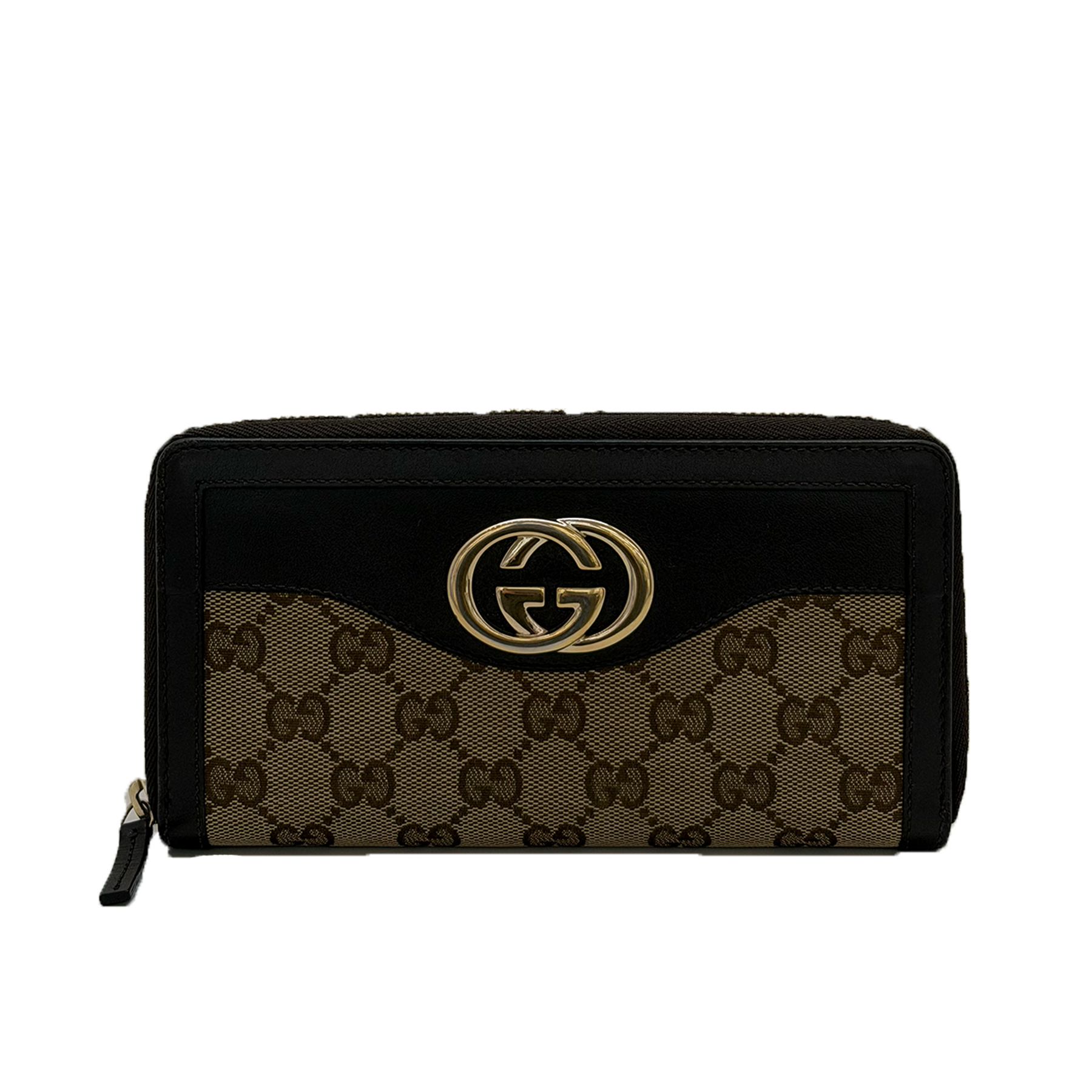 Gucci Beige/Brown GG Canvas and Leather Sukey Zip Around Wallet