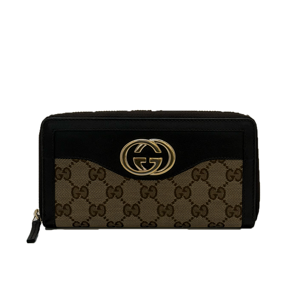 Gucci Beige/Brown GG Canvas and Leather Sukey Zip Around Wallet