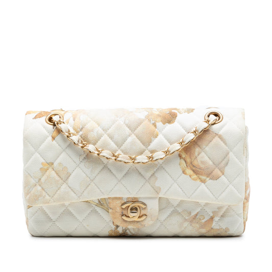 Chanel Medium Classic Printed Denim Floral Double Flap
