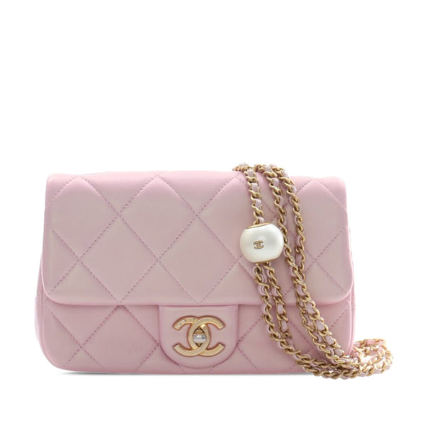 Chanel Mini Quilted Iridescent Lambskin Pearly Flap