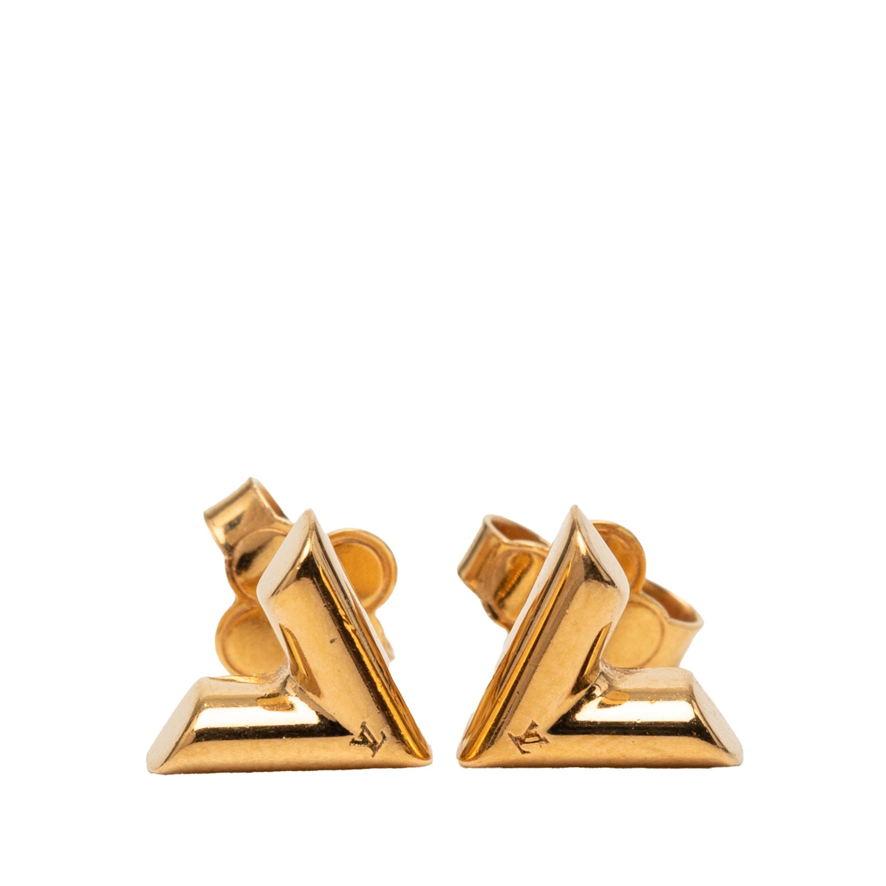 Louis Vuitton Gold Plated Essential V Stud Earrings