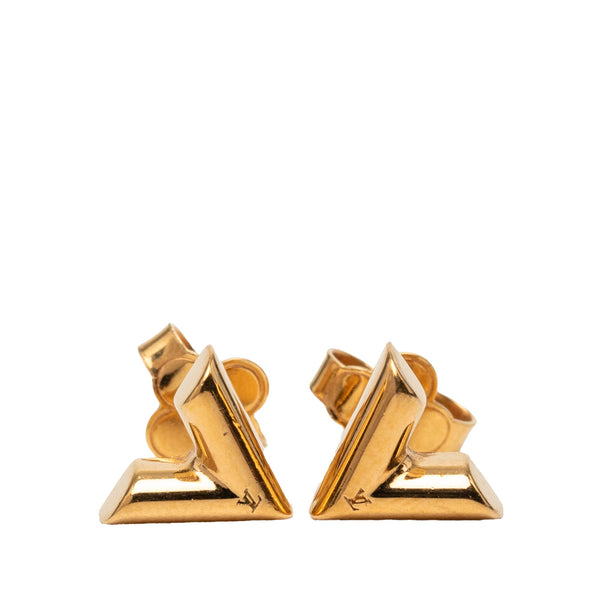 Louis Vuitton Gold Plated Essential V Stud Earrings