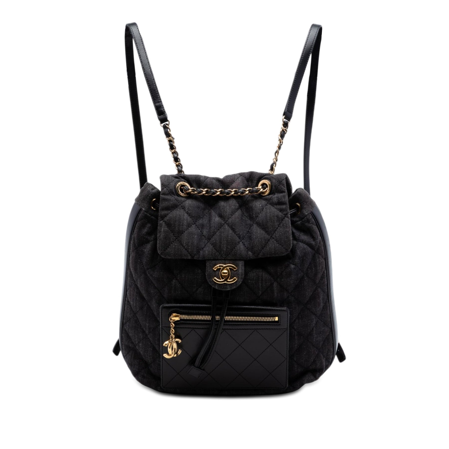 Chanel CC Quilted Denim and Calfskin Backpack