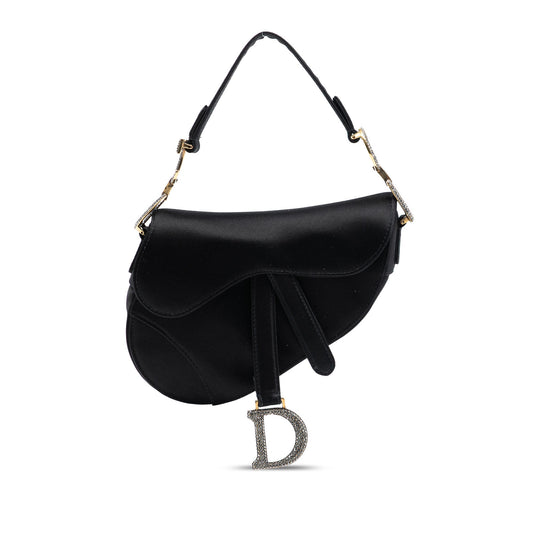 Dior Mini Satin Crystal Embellished Saddle Bag