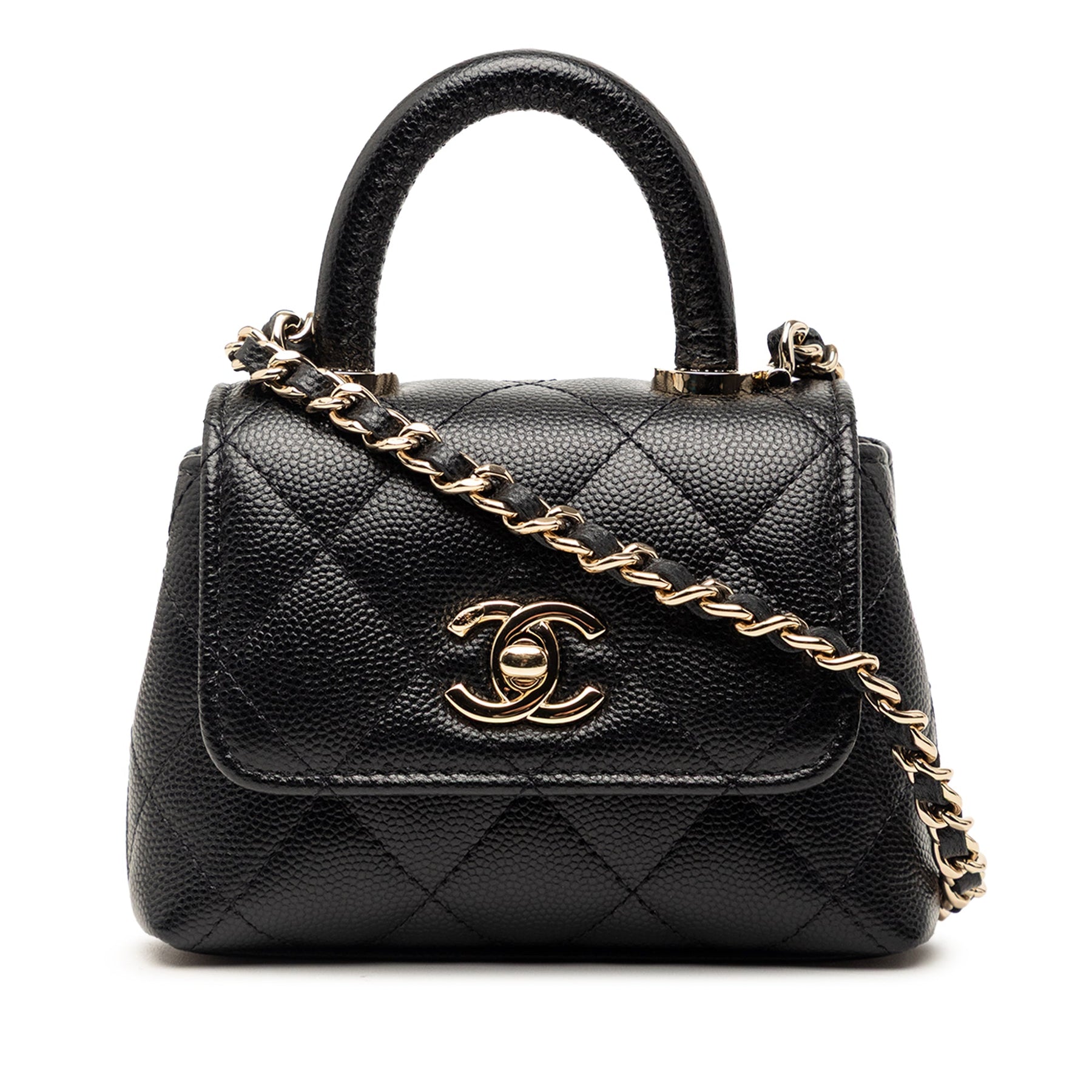 Chanel Nano Quilted Caviar Coco Top Handle Bag