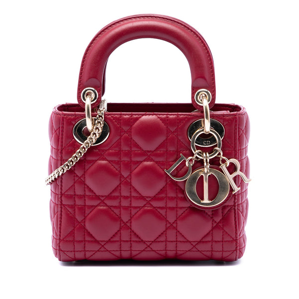 Dior Mini Lambskin Cannage Lady Dior Red