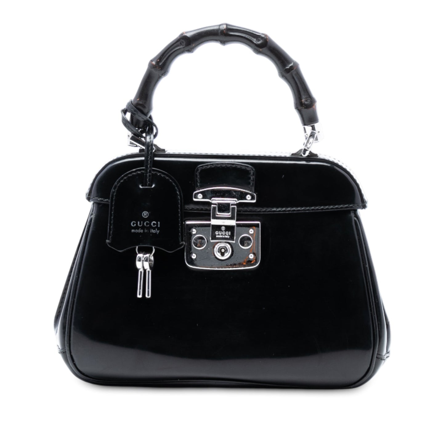 Gucci Mini Polished Leather Bamboo Lady Lock Top Handle Bag