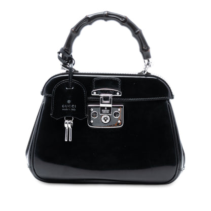 Gucci Mini Polished Leather Bamboo Lady Lock Top Handle Bag