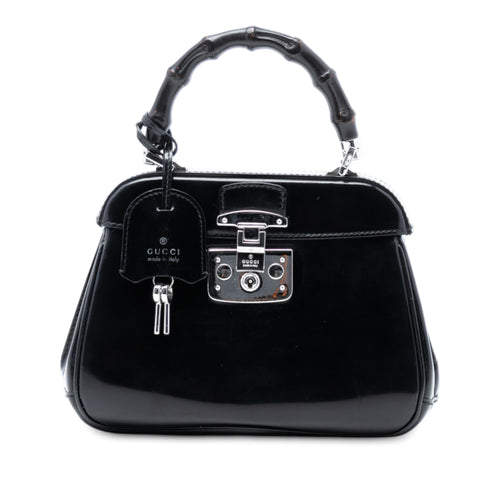 Gucci Mini Polished Leather Bamboo Lady Lock Top Handle Bag