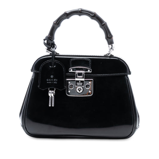 Gucci Mini Polished Leather Bamboo Lady Lock Top Handle Bag