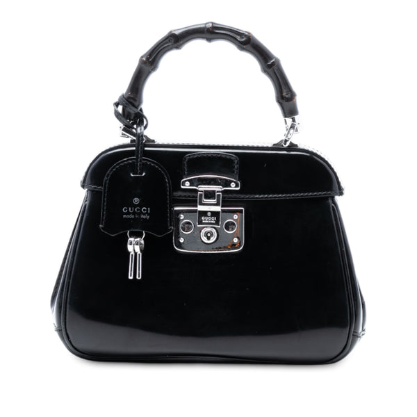 Gucci Mini Polished Leather Bamboo Lady Lock Top Handle Bag