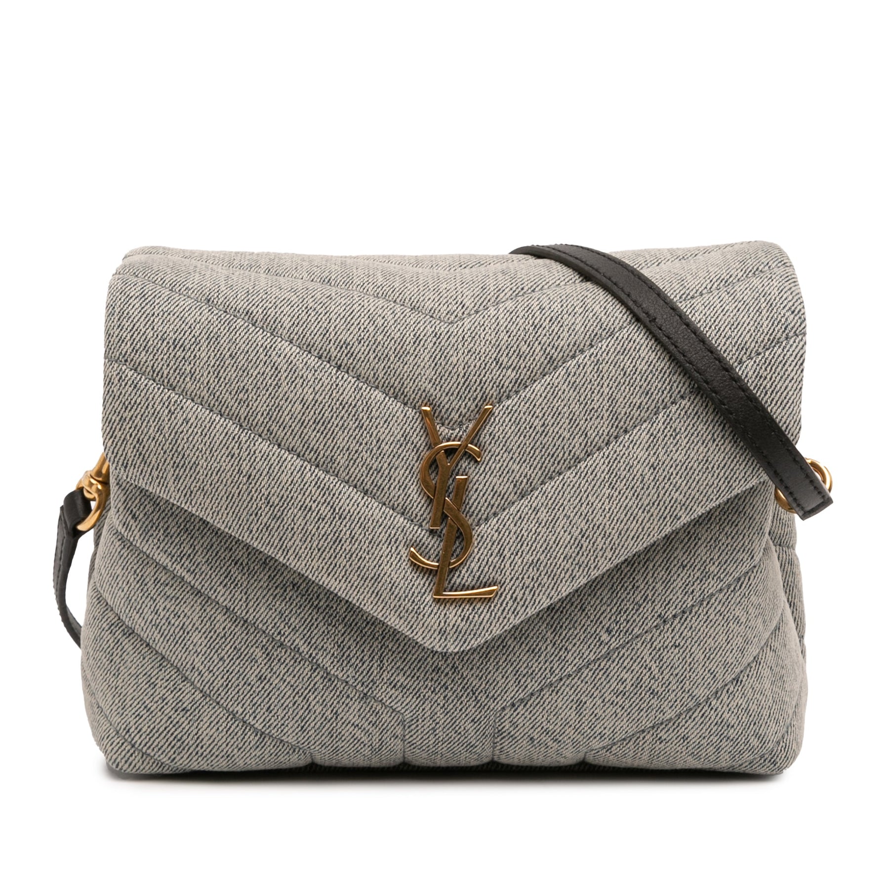 Saint Laurent Toy Matelasse Denim Monogram LouLou Crossbody