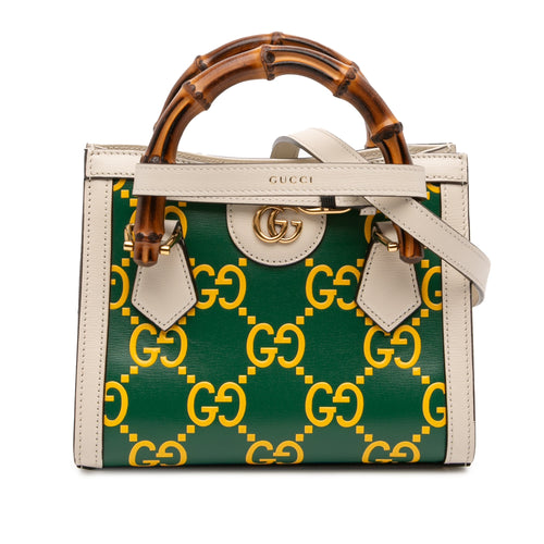 Gucci Mini Leather Bamboo GG Diana Satchel