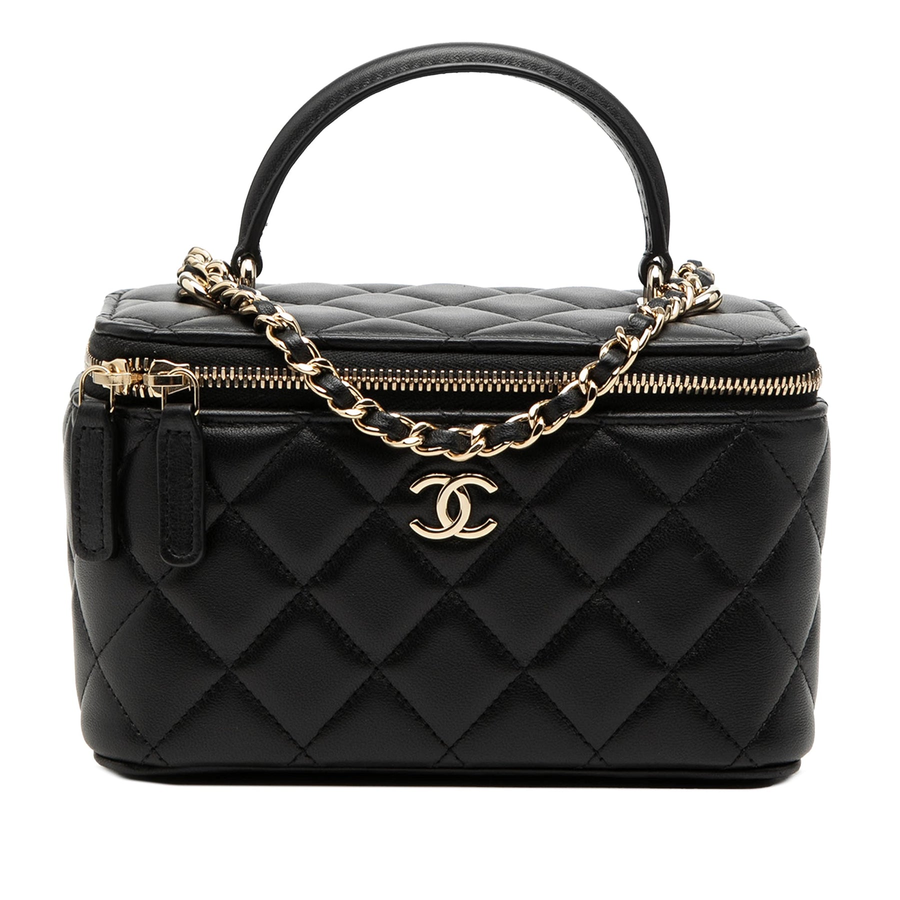 Chanel Small Lambskin Top Handle Vanity Case with Chain