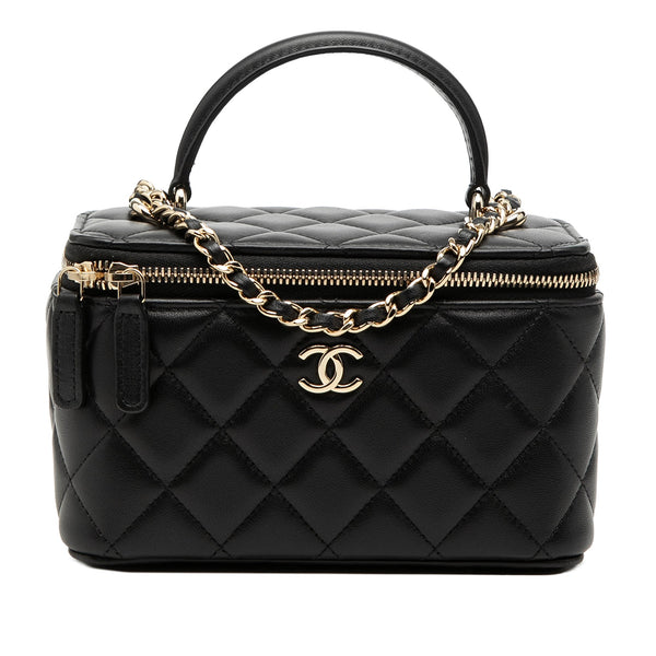 Chanel Small Lambskin Top Handle Vanity Case with Chain