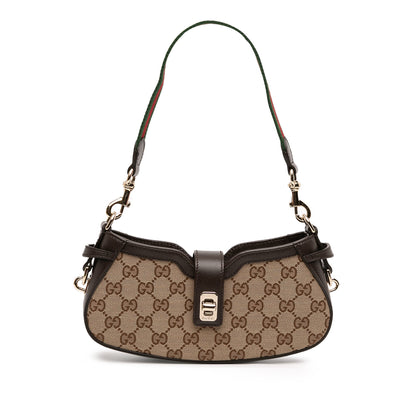 Gucci Mini GG Supreme Moon Side Web Shoulder Bag