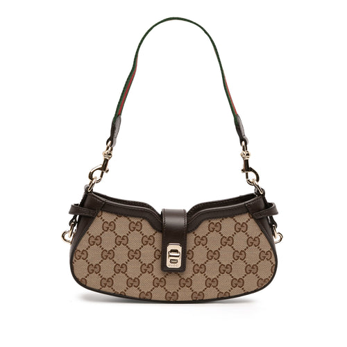 Gucci Mini GG Supreme Moon Side Web Shoulder Bag