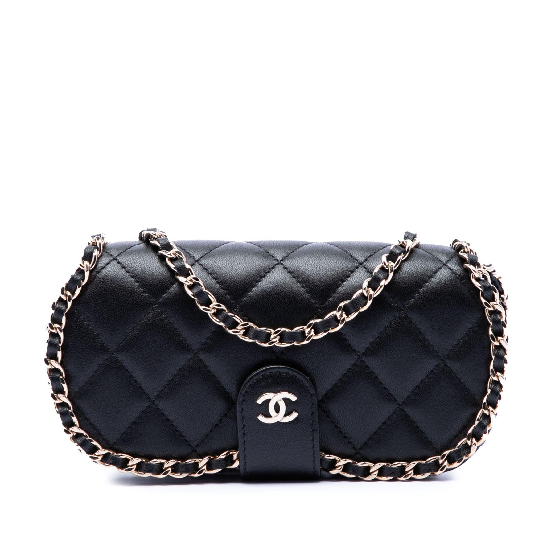 Chanel CC Quilted Lambskin Chain Around Sunglasses Case