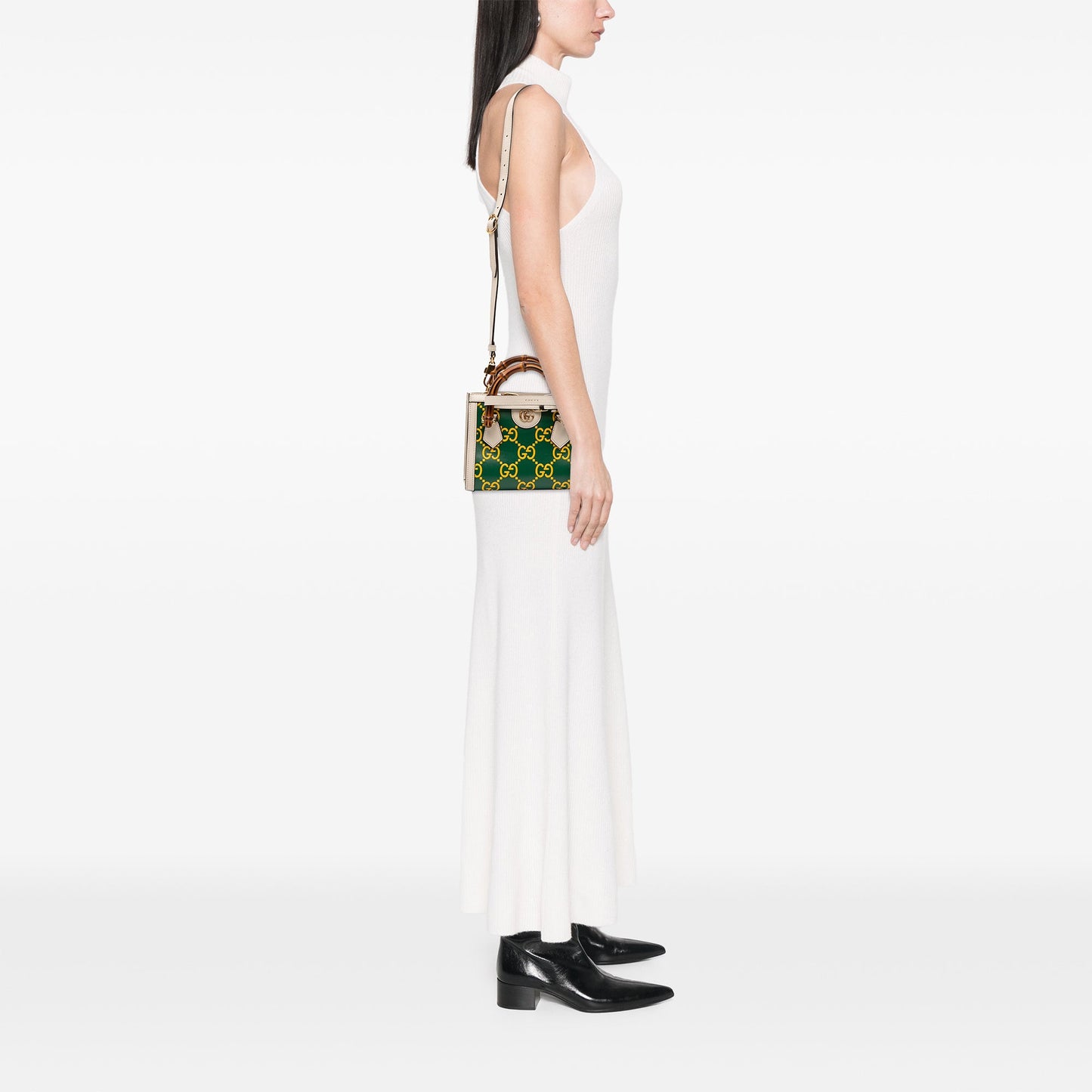 Gucci Mini Leather Bamboo GG Diana Satchel