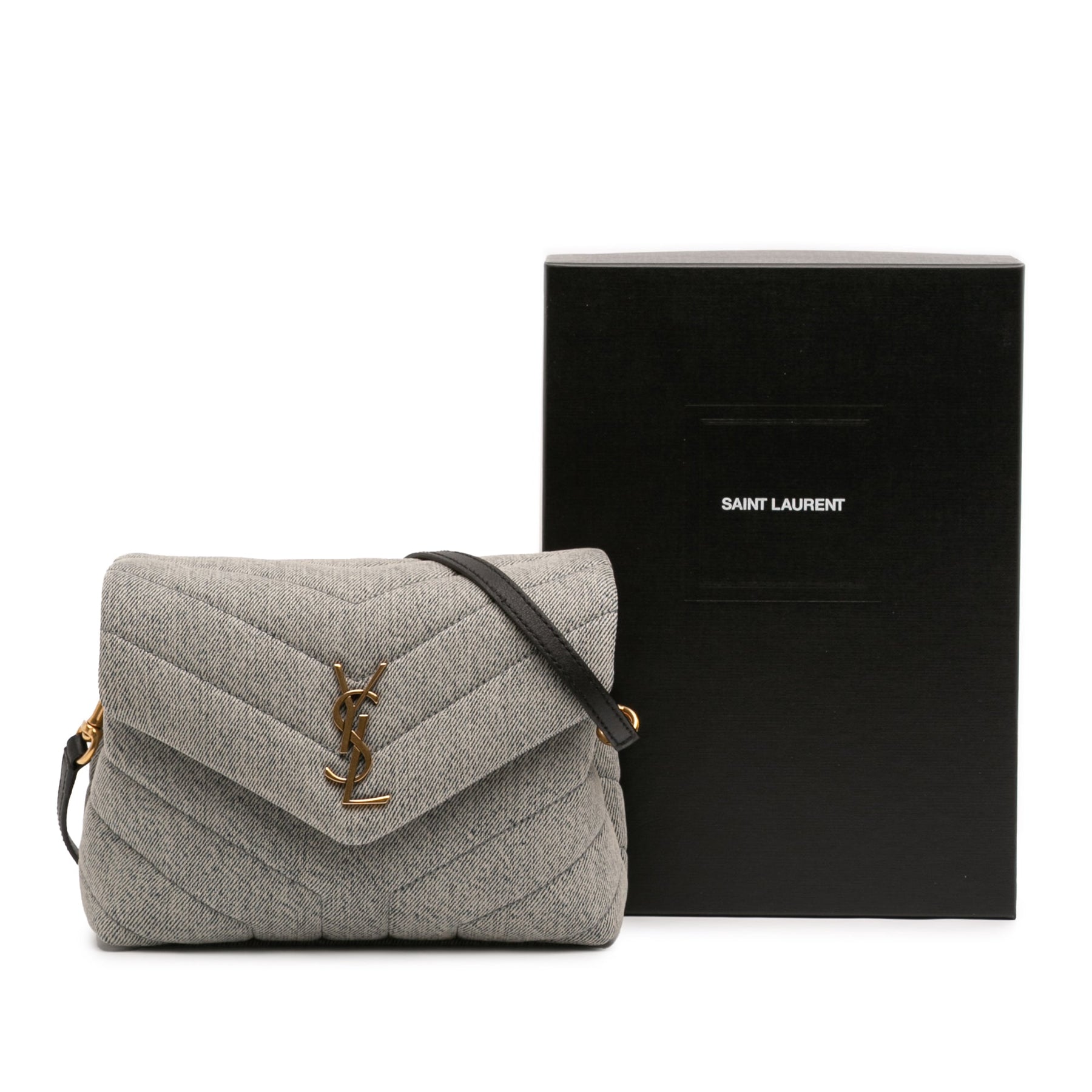 Saint Laurent Toy Matelasse Denim Monogram LouLou Crossbody