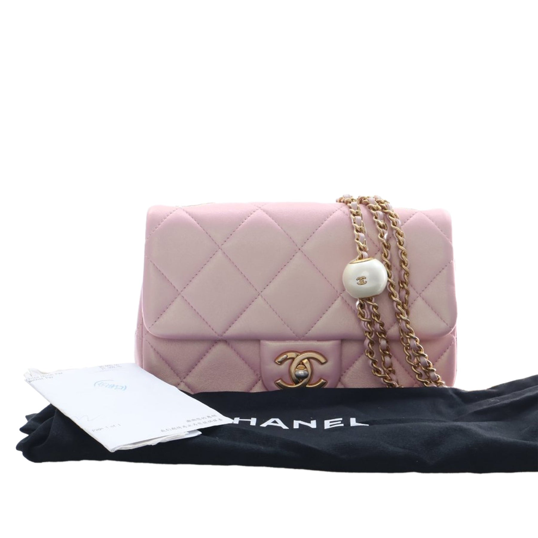 Chanel Mini Quilted Iridescent Lambskin Pearly Flap