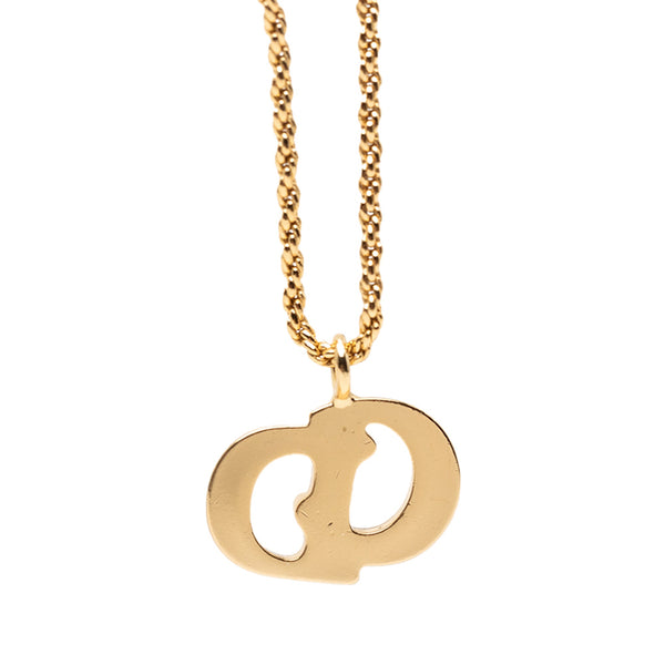 Dior Gold Plated CD Logo Pendant Necklace