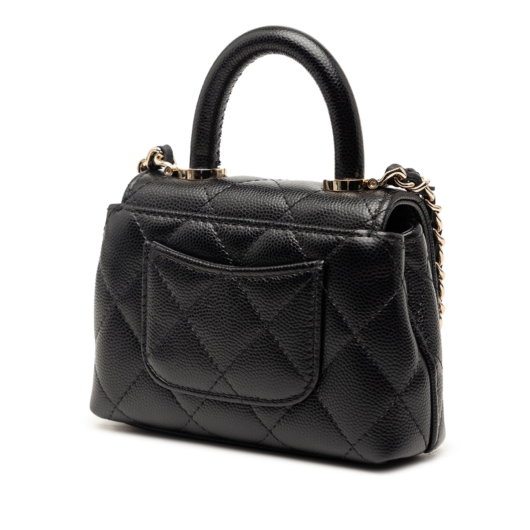 Chanel Nano Quilted Caviar Coco Top Handle Bag